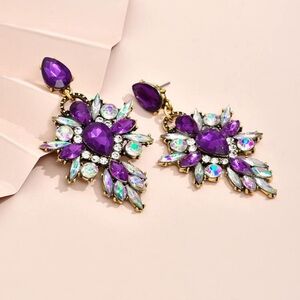 Elegant Purple and Gold Statement Earrings